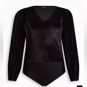 Torrid Stretch Velvet V-Neck Long Sleeve Bodysuit Size 3